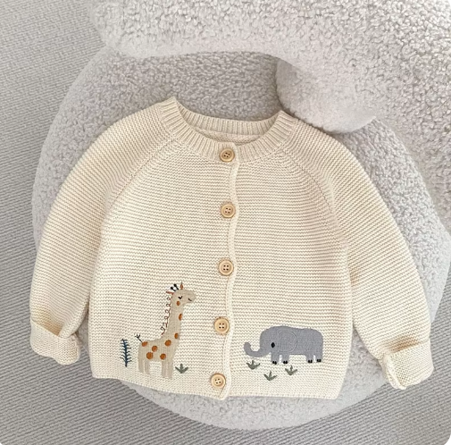 The Embroidered Knit Cardigan — Almond