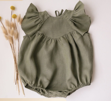 The Ruffle-Sleeve Linen Romper