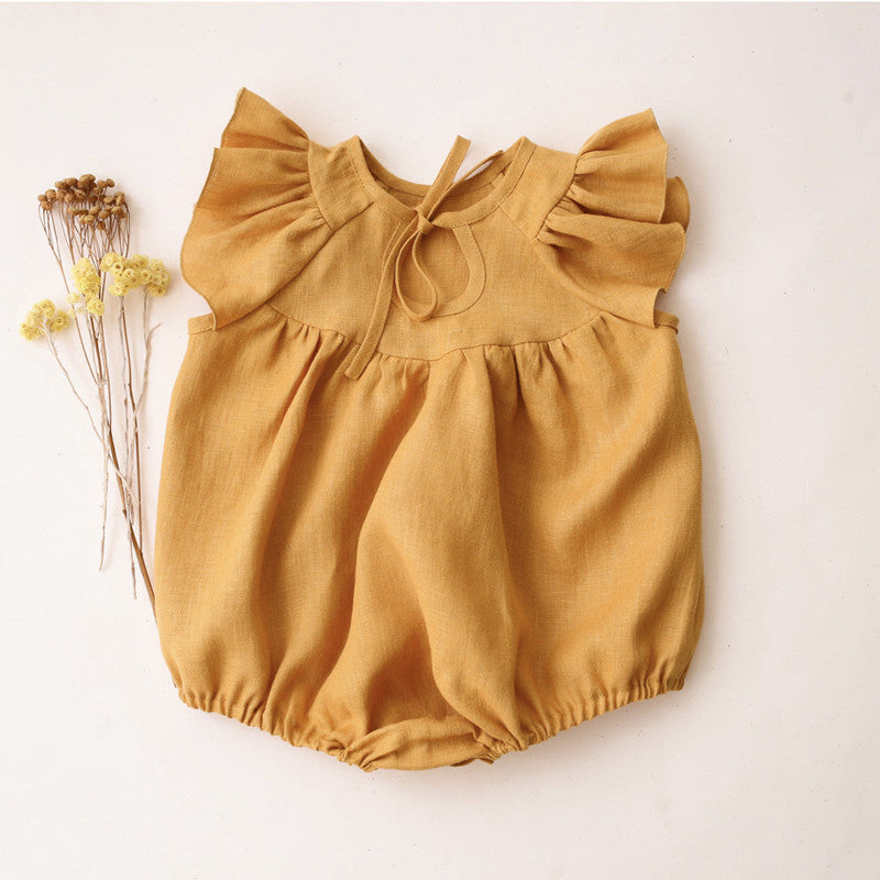 The Ruffle-Sleeve Linen Romper