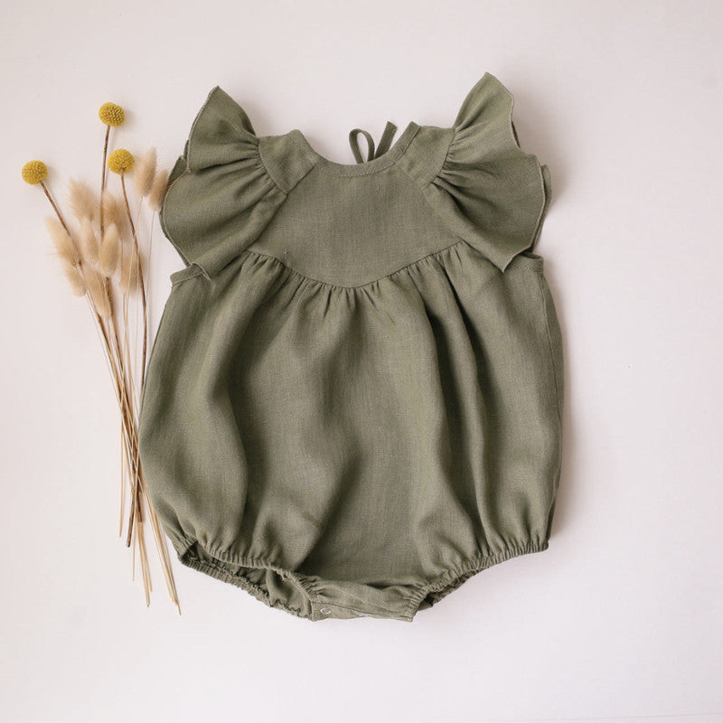 The Ruffle-Sleeve Linen Romper