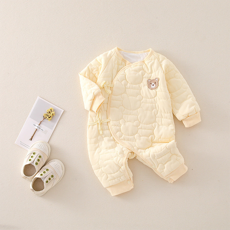 The Quilted Newborn Bodysuit — Buttermilk