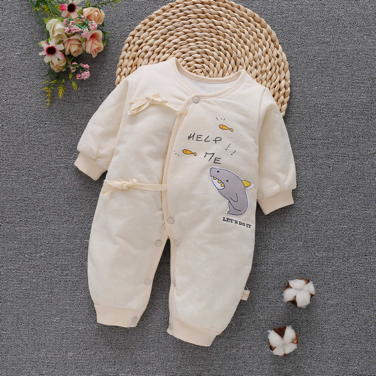 The Quilted Newborn Bodysuit — Buttermilk