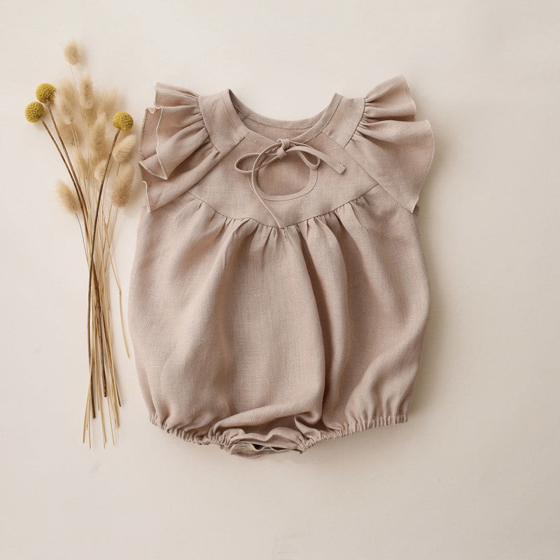 The Ruffle-Sleeve Linen Romper