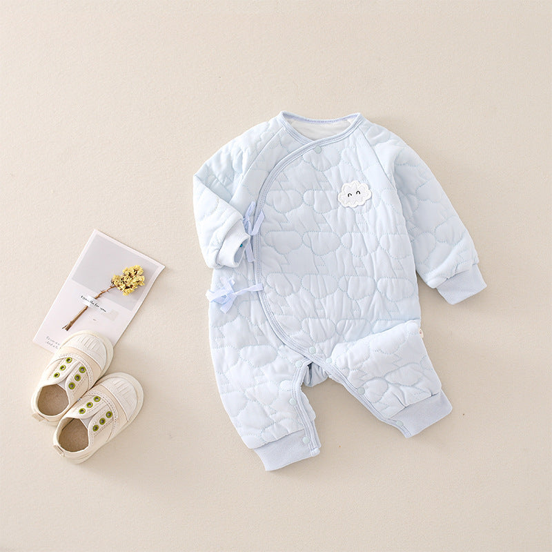The Quilted Newborn Bodysuit — Buttermilk