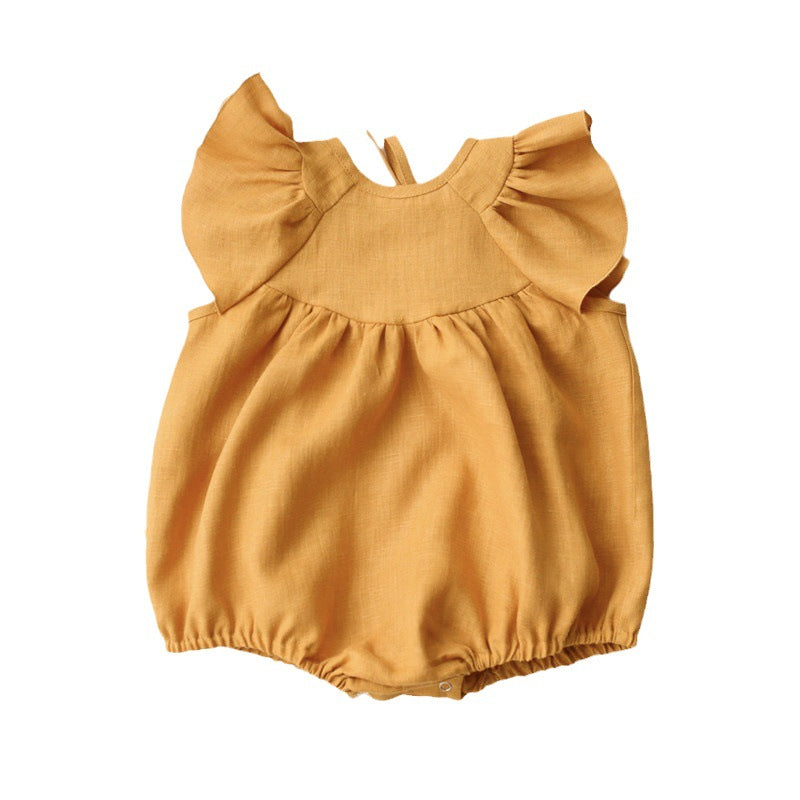 The Ruffle-Sleeve Linen Romper
