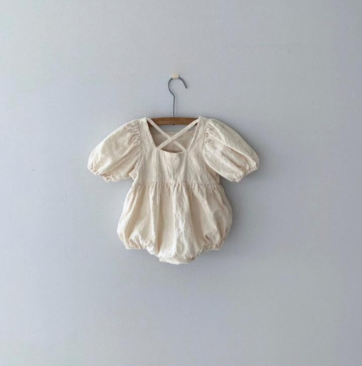 The Linen-Blend Romper — Apricot