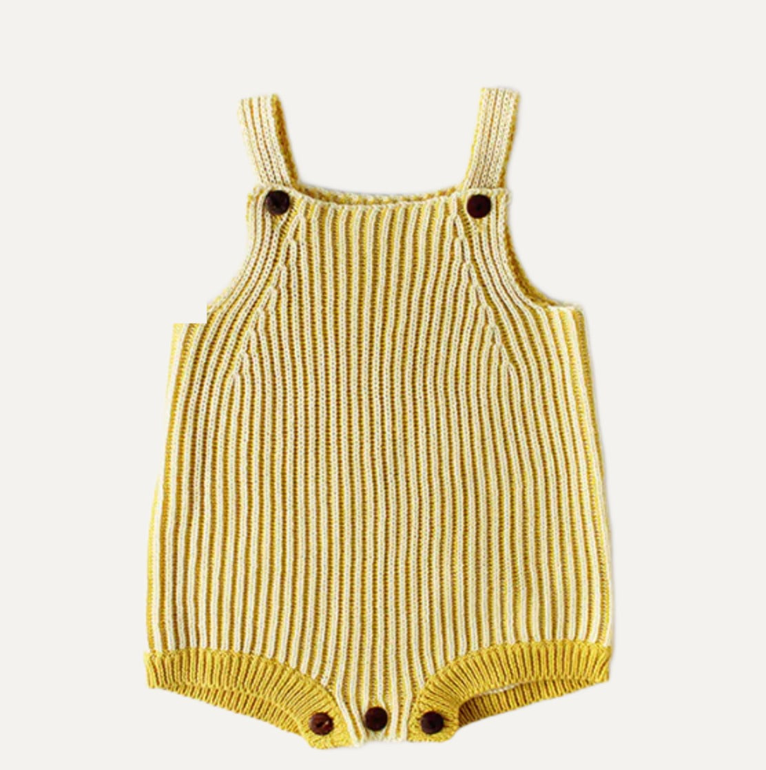 The Rib-Knit Overall Romper — Mustard