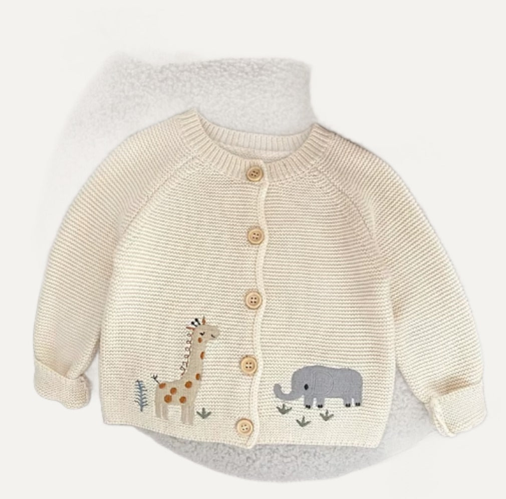 The Embroidered Knit Cardigan — Almond