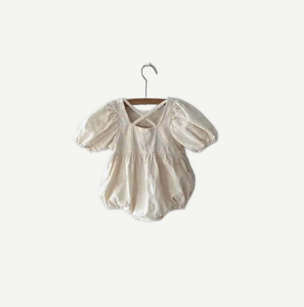 The Linen-Blend Romper — Apricot