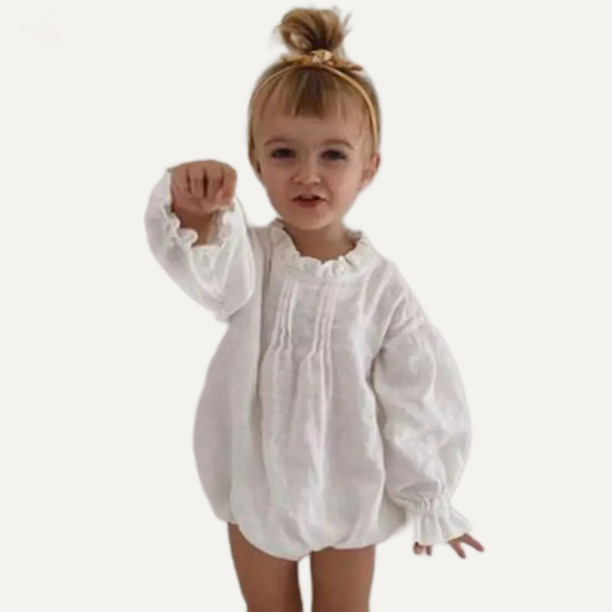 The Linen Bubble Romper — White